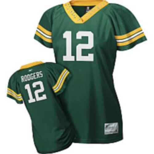 Packers #12 Aaron Rodgers Green Women's Field Flirt Stitched NFL Jersey